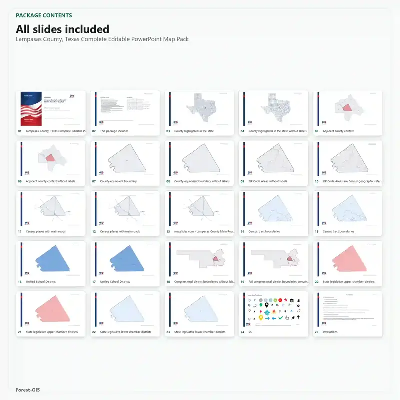 Lampasas County, Texas Editable Map Pack - Image 2