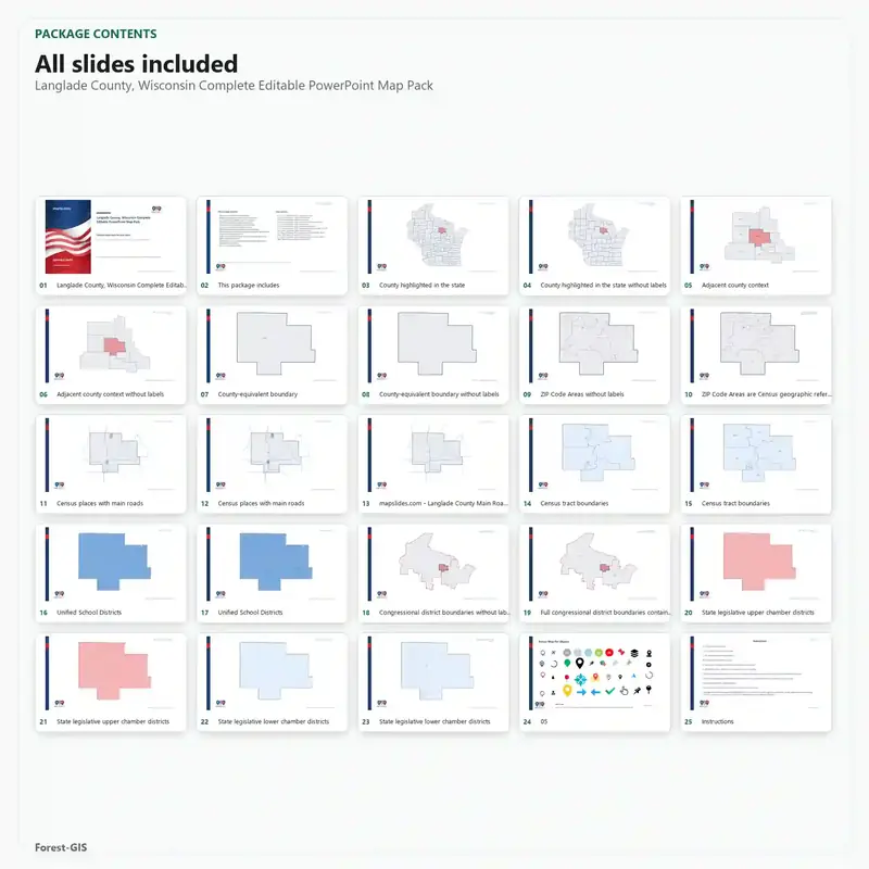 Langlade County, Wisconsin Editable Map Pack - Image 2