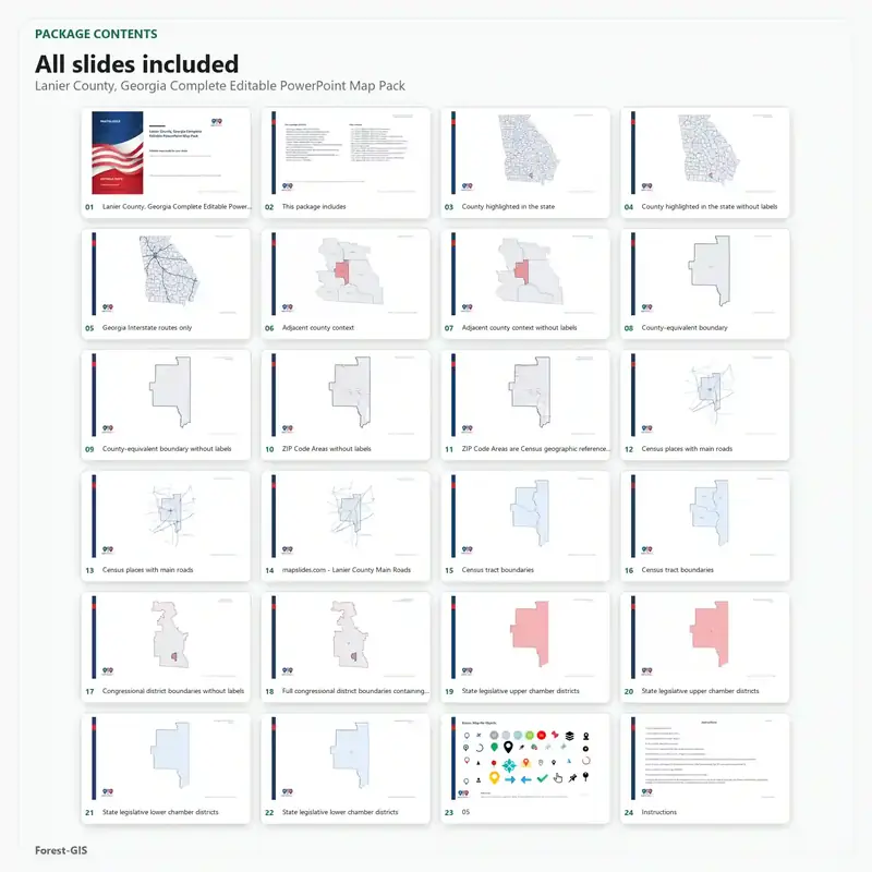 Lanier County, Georgia Editable Map Pack - Image 2