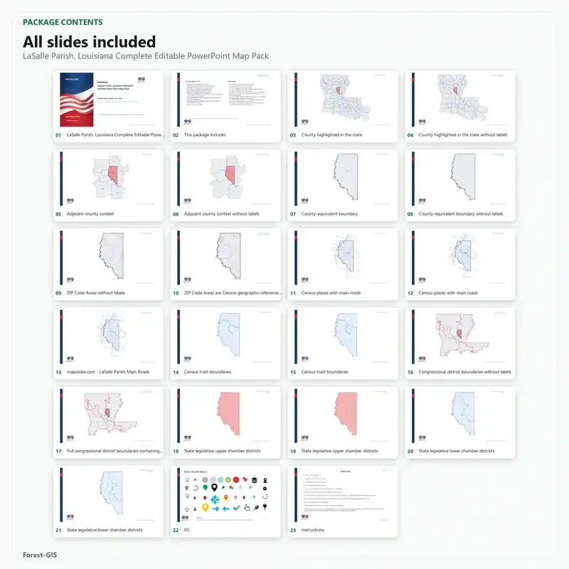 LaSalle Parish, Louisiana Editable Map Pack - Image 2