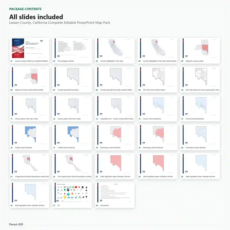 Lassen County, California Editable Map Pack - Image 2