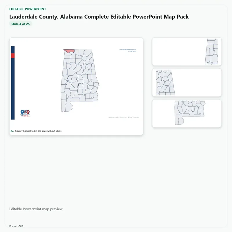 Lauderdale County, Alabama Editable Map Pack - Image 4