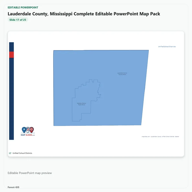 Lauderdale County, Mississippi Editable Map Pack - Image 5