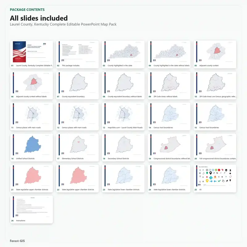 Laurel County, Kentucky Editable Map Pack - Image 2