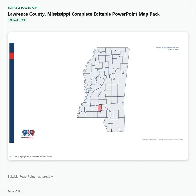 Lawrence County, Mississippi Editable Map Pack - Image 4