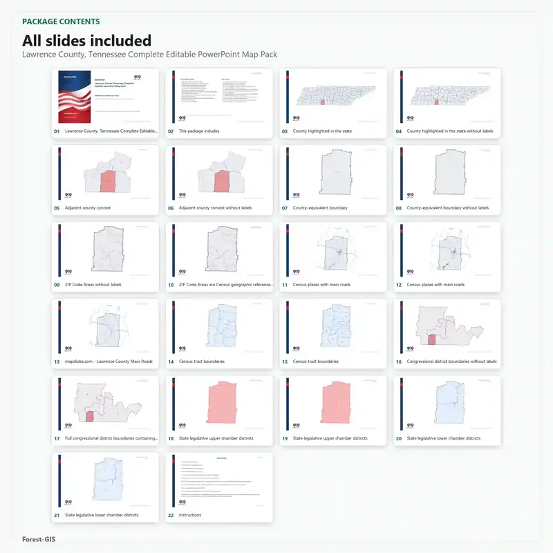 Lawrence County, Tennessee Editable Map Pack - Image 2