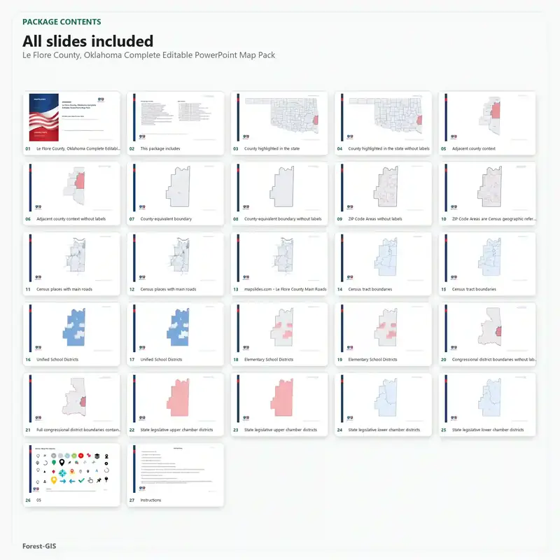 Le Flore County, Oklahoma Editable Map Pack - Image 2