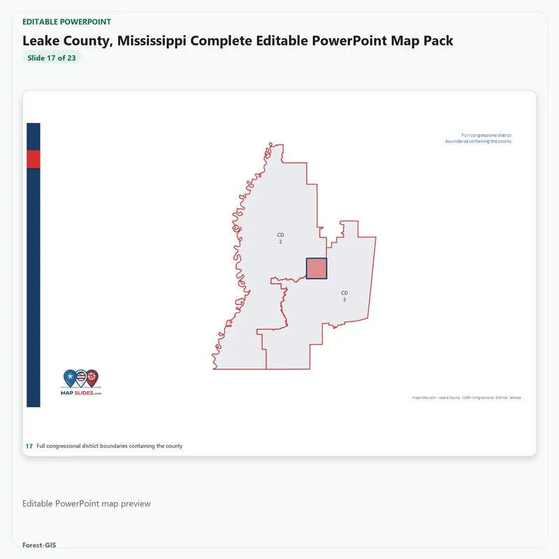 Leake County, Mississippi Editable Map Pack - Image 5