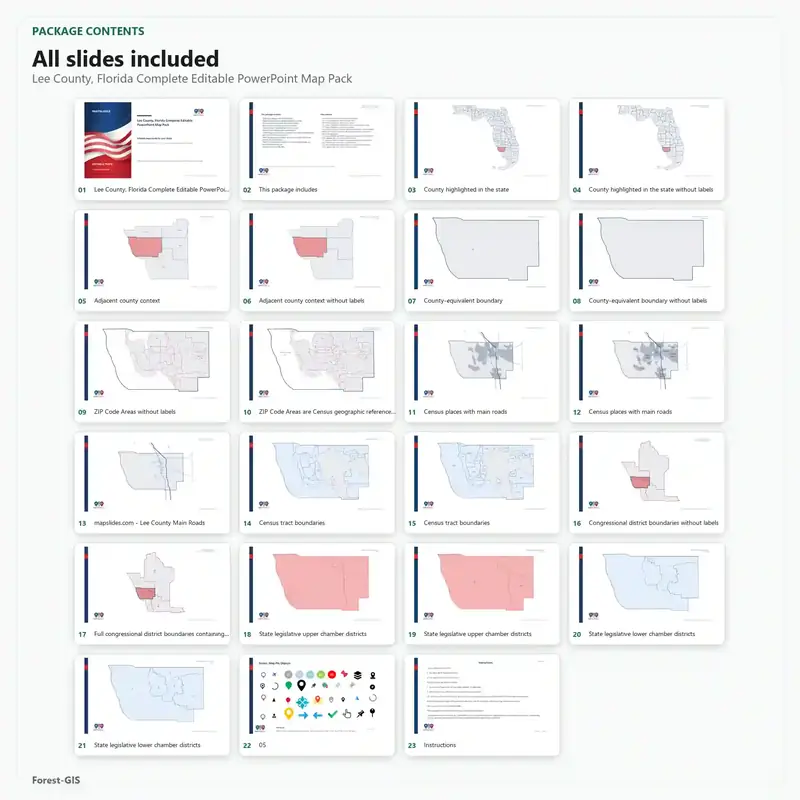 Lee County, Florida Editable Map Pack - Image 2