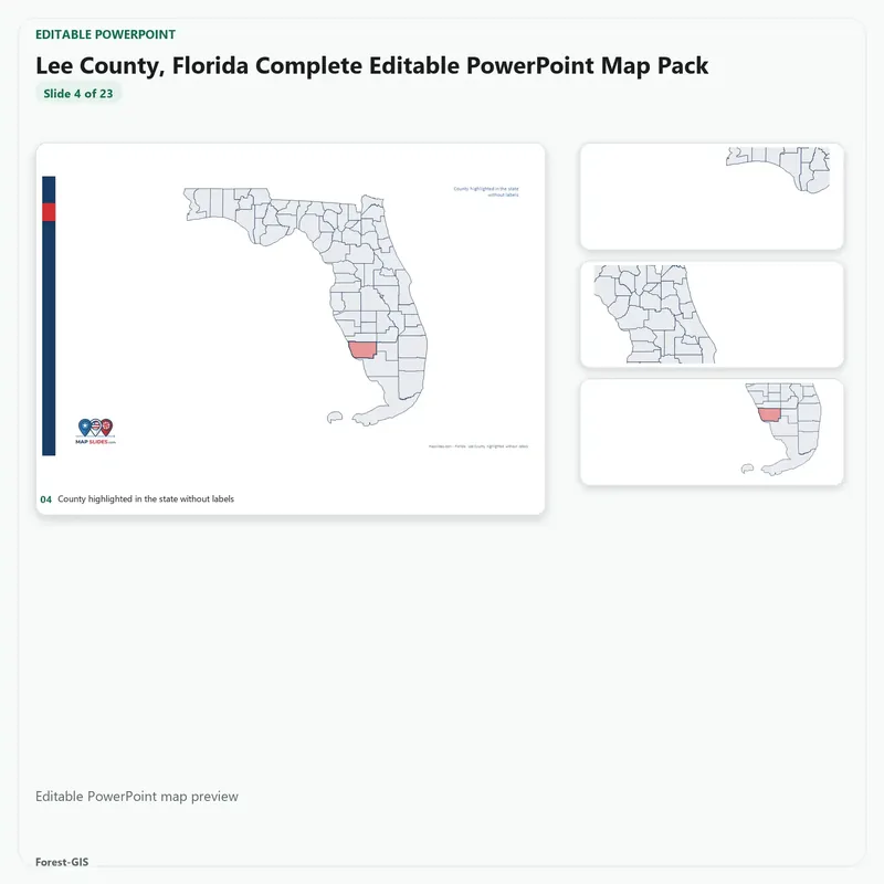 Lee County, Florida Editable Map Pack - Image 4