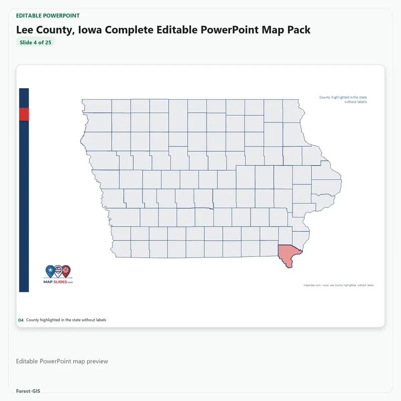 Lee County, Iowa Editable Map Pack - Image 4