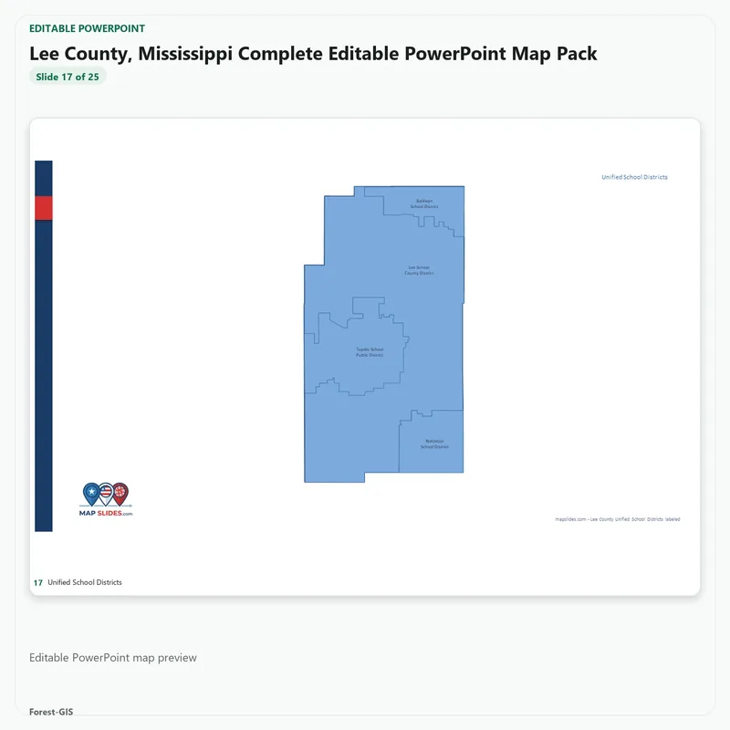 Lee County, Mississippi Editable Map Pack - Image 5