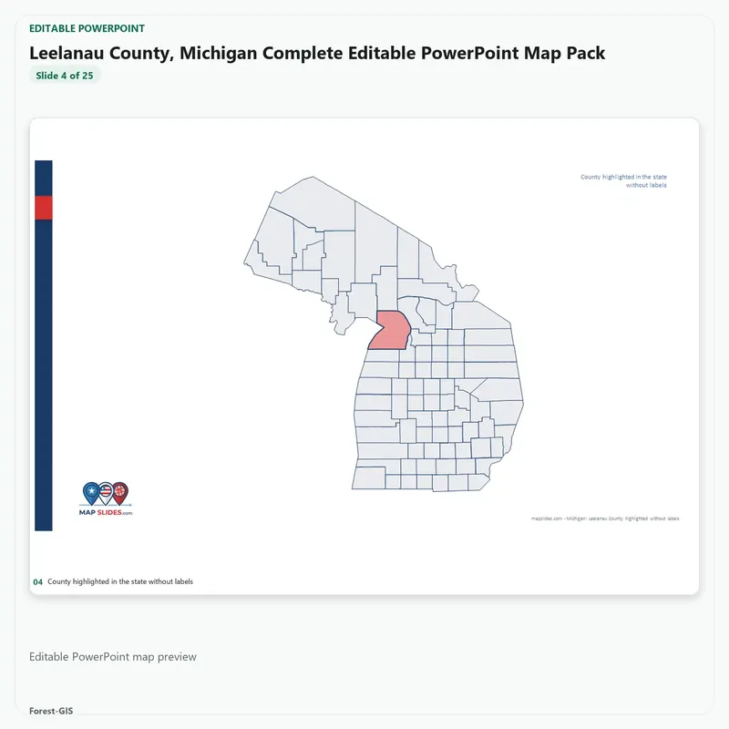 Leelanau County, Michigan Editable Map Pack - Image 4