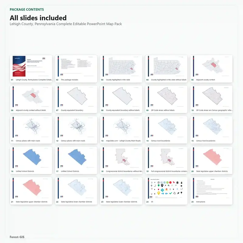 Lehigh County, Pennsylvania Editable Map Pack - Image 2