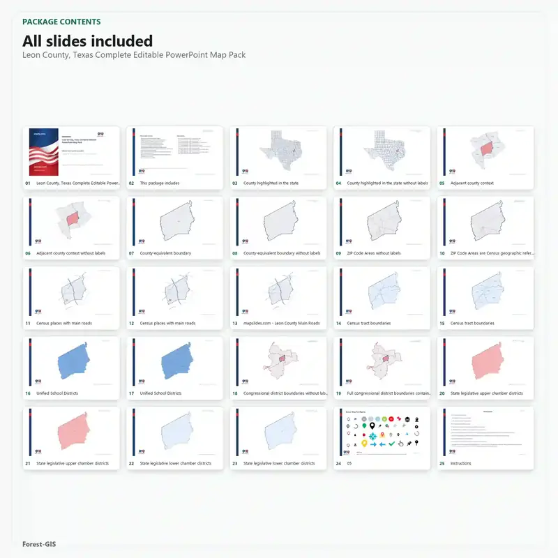 Leon County, Texas Editable Map Pack - Image 2