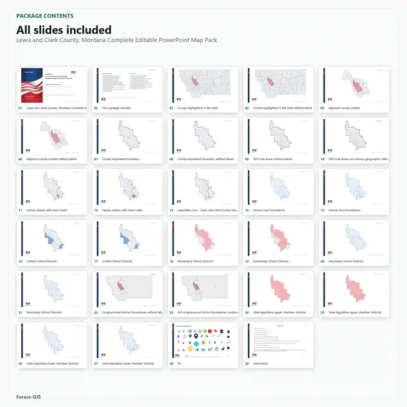 Lewis and Clark County, Montana Editable Map Pack - Image 2