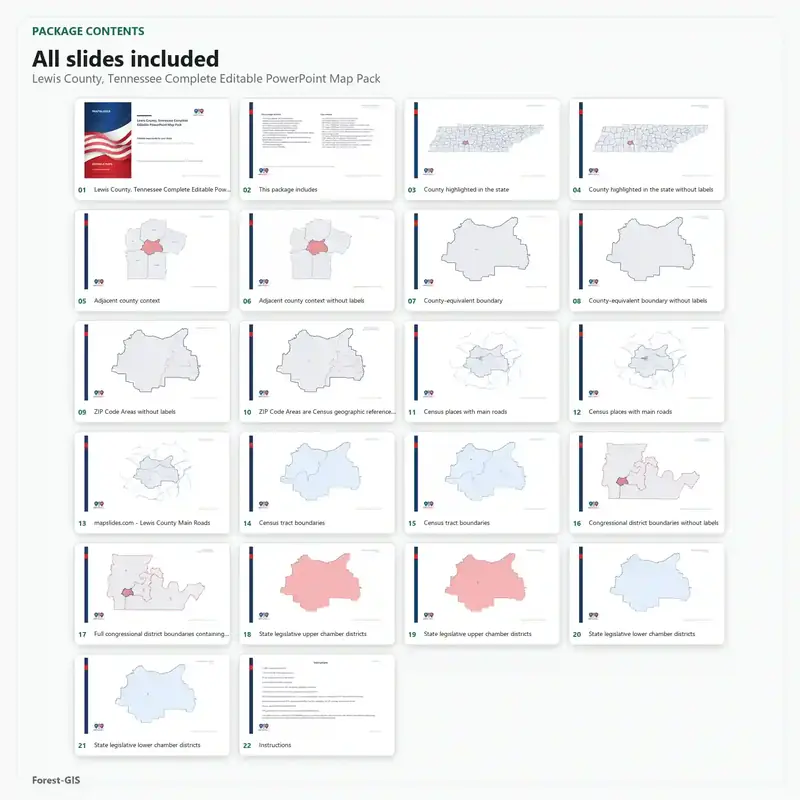Lewis County, Tennessee Editable Map Pack - Image 2