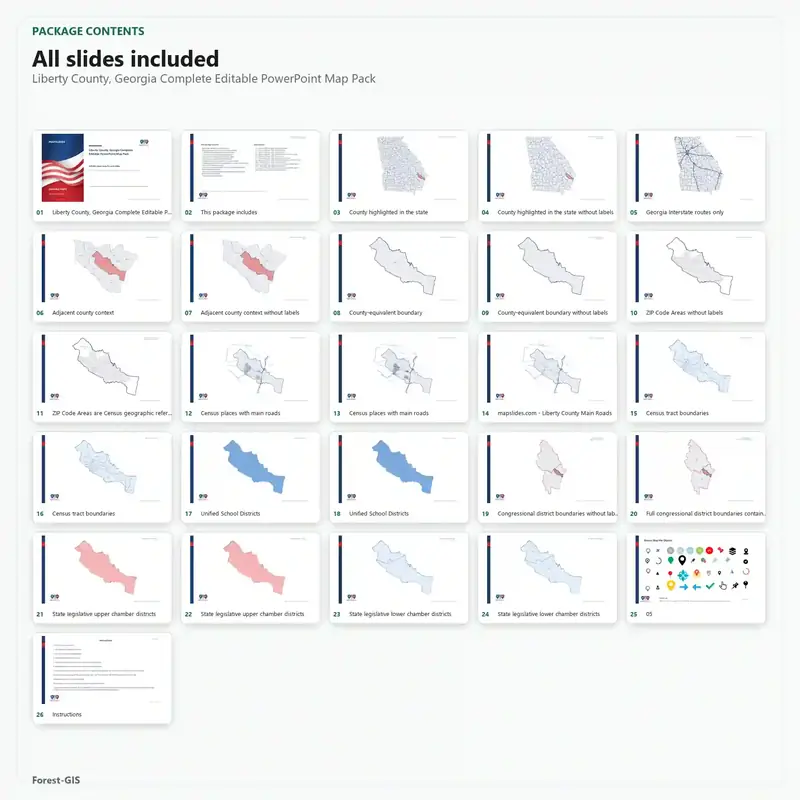 Liberty County, Georgia Editable Map Pack - Image 2