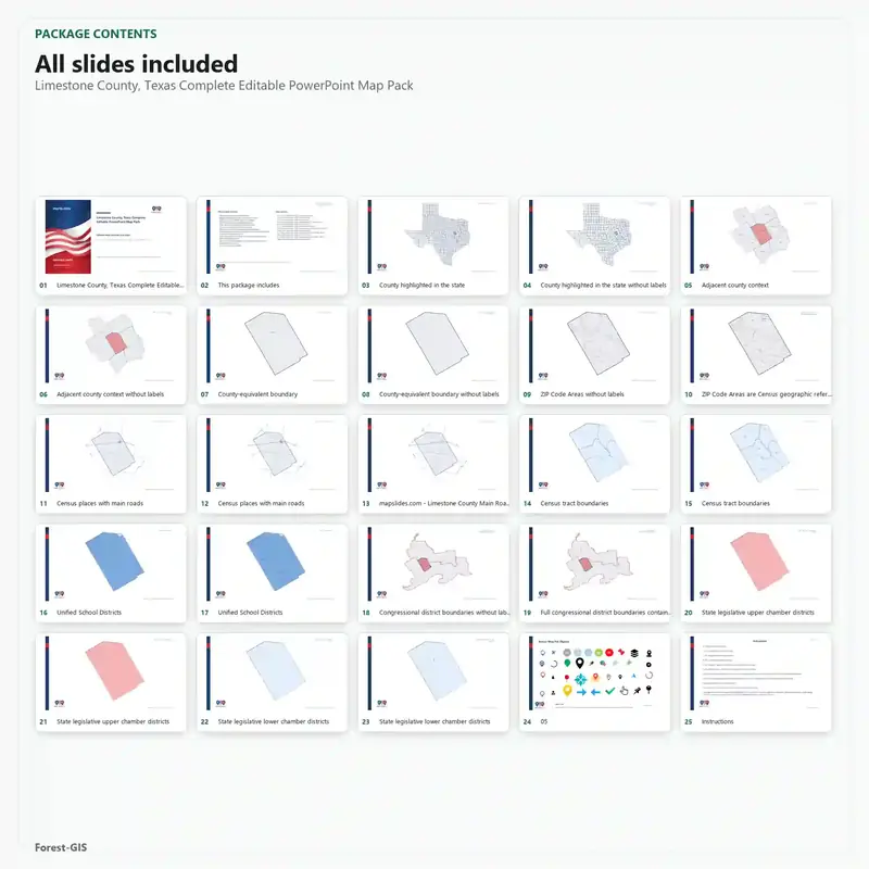 Limestone County, Texas Editable Map Pack - Image 2