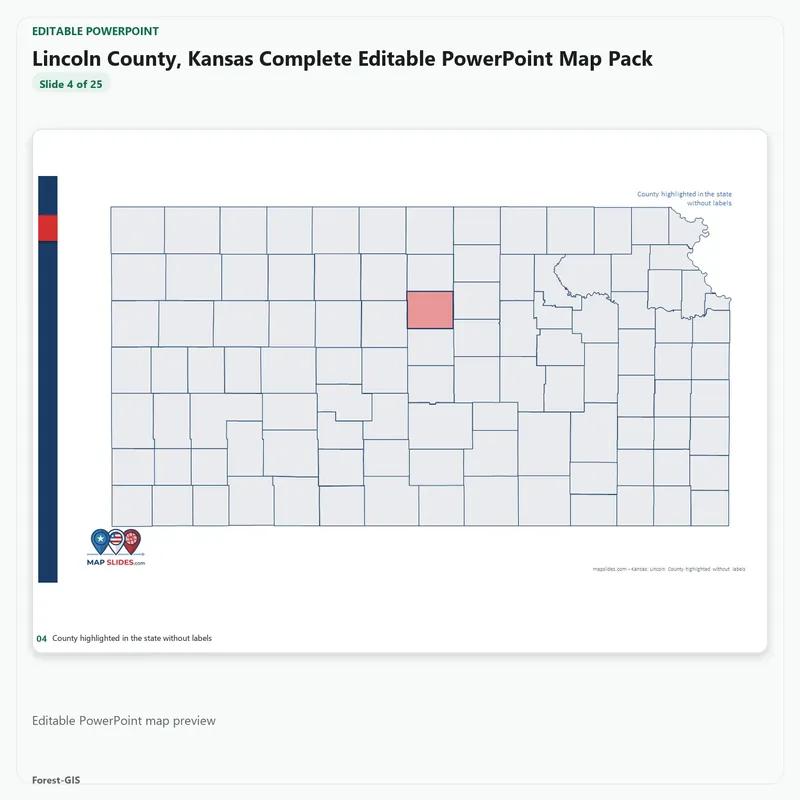 Lincoln County, Kansas Editable Map Pack - Image 4