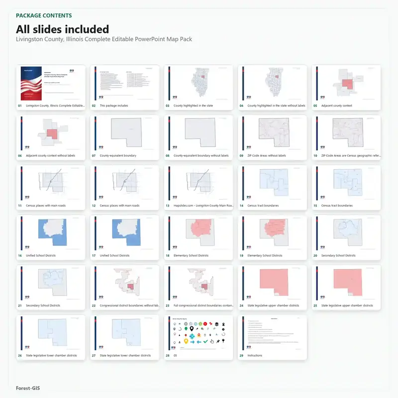 Livingston County, Illinois Editable Map Pack - Image 2