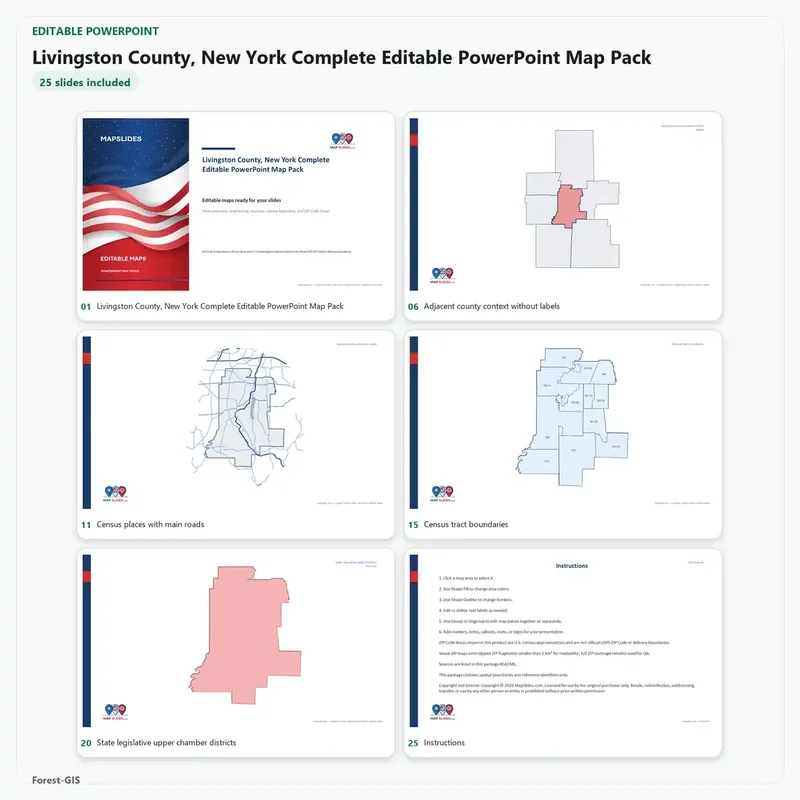 Livingston County, New York Editable Map Pack