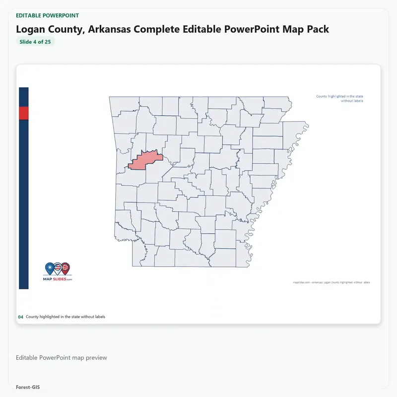 Logan County, Arkansas Editable Map Pack - Image 4