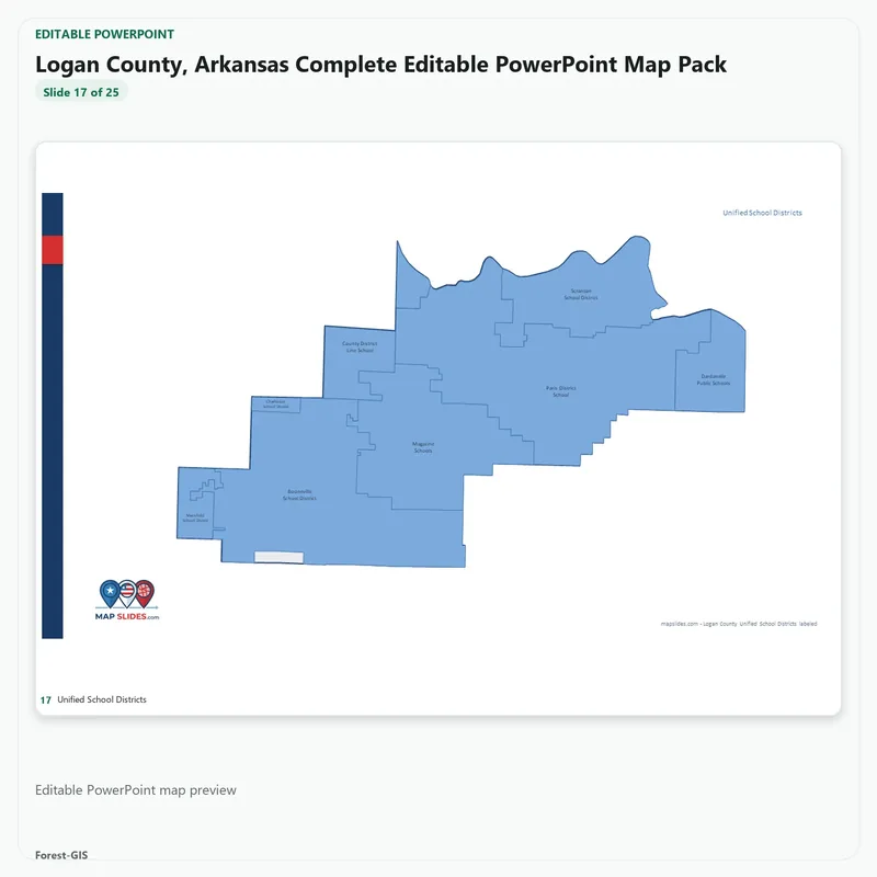 Logan County, Arkansas Editable Map Pack - Image 5