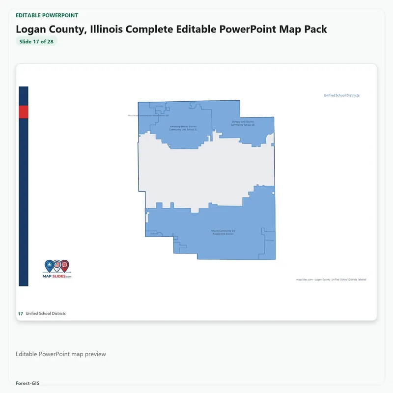 Logan County, Illinois Editable Map Pack - Image 5