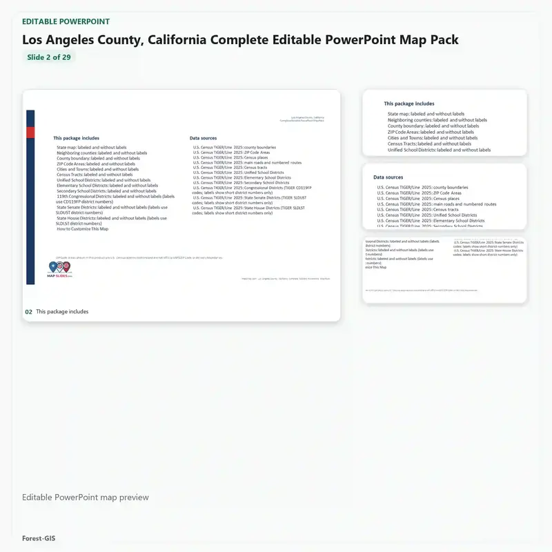 Los Angeles County, California Editable Map Pack - Image 3