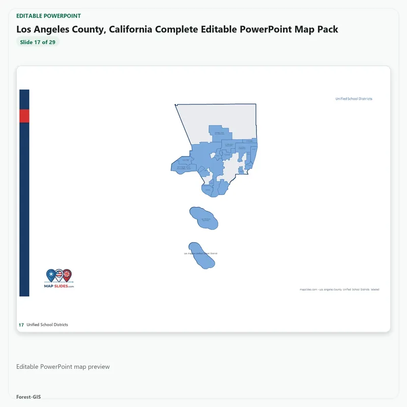 Los Angeles County, California Editable Map Pack - Image 5
