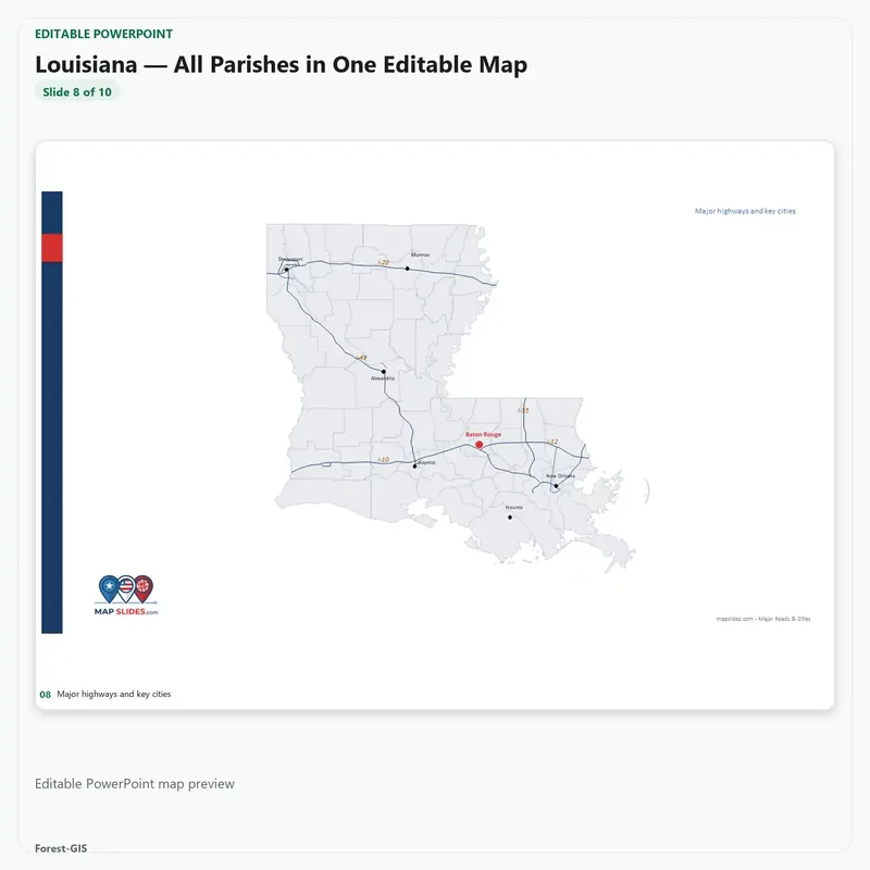 Louisiana — All Parishes in One Editable Map - Image 3