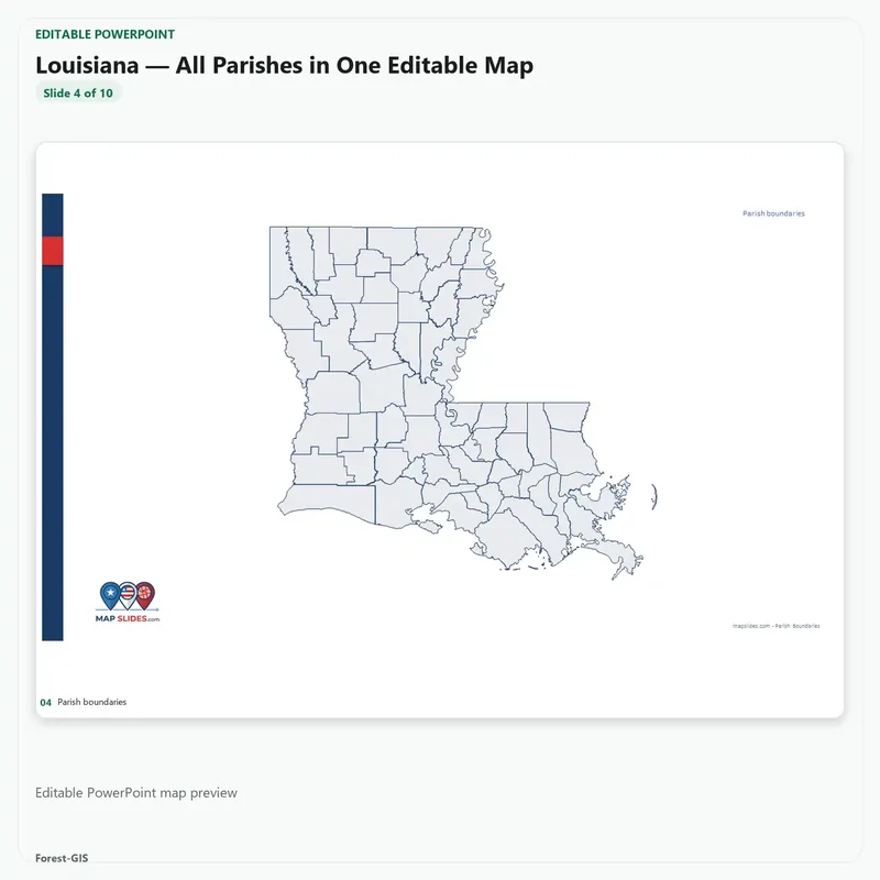 Louisiana — All Parishes in One Editable Map - Image 5