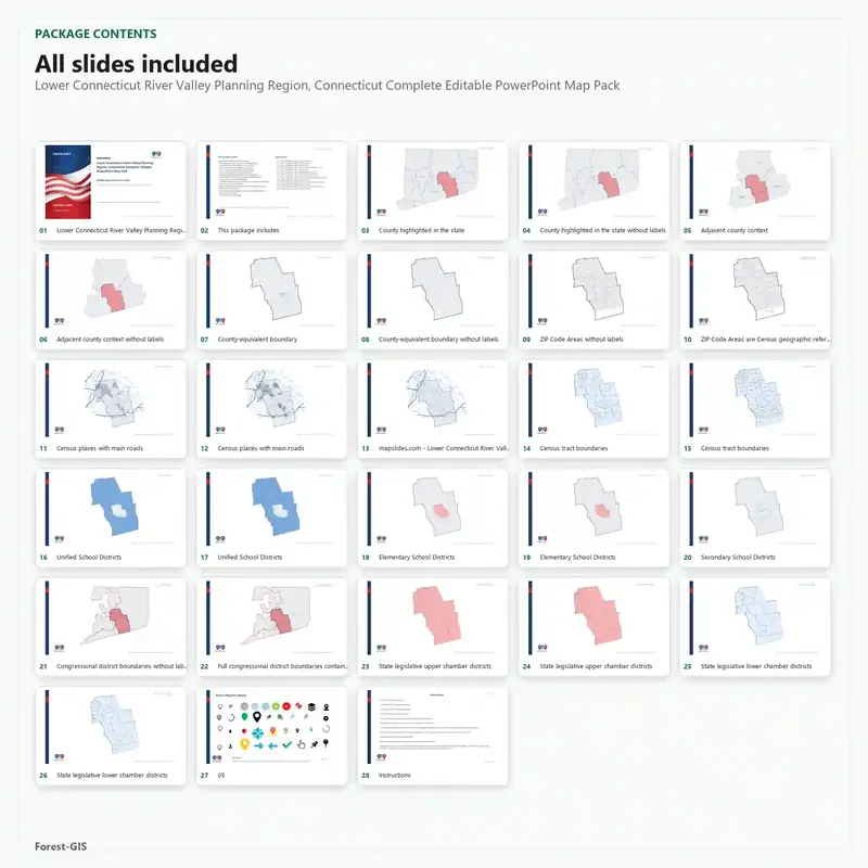 Lower Connecticut River Valley Planning Region, Connecticut Editable Map Pack - Image 2