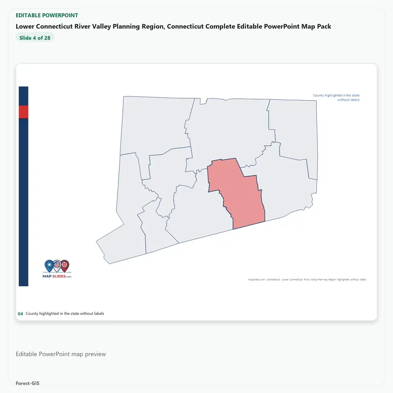 Lower Connecticut River Valley Planning Region, Connecticut Editable Map Pack - Image 4