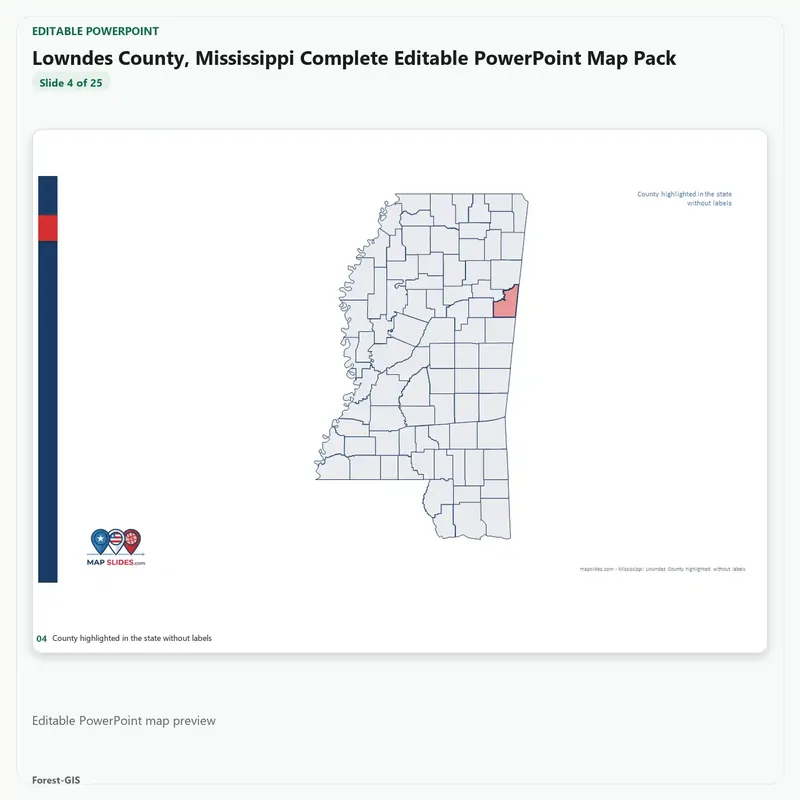 Lowndes County, Mississippi Editable Map Pack - Image 4