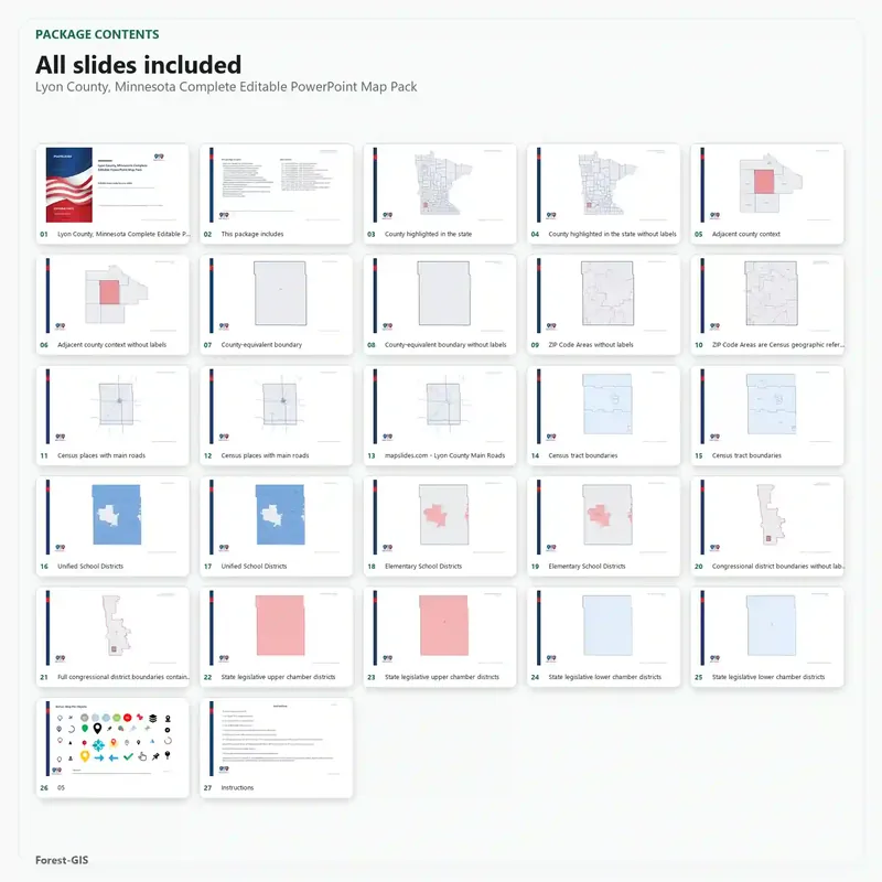 Lyon County, Minnesota Editable Map Pack - Image 2