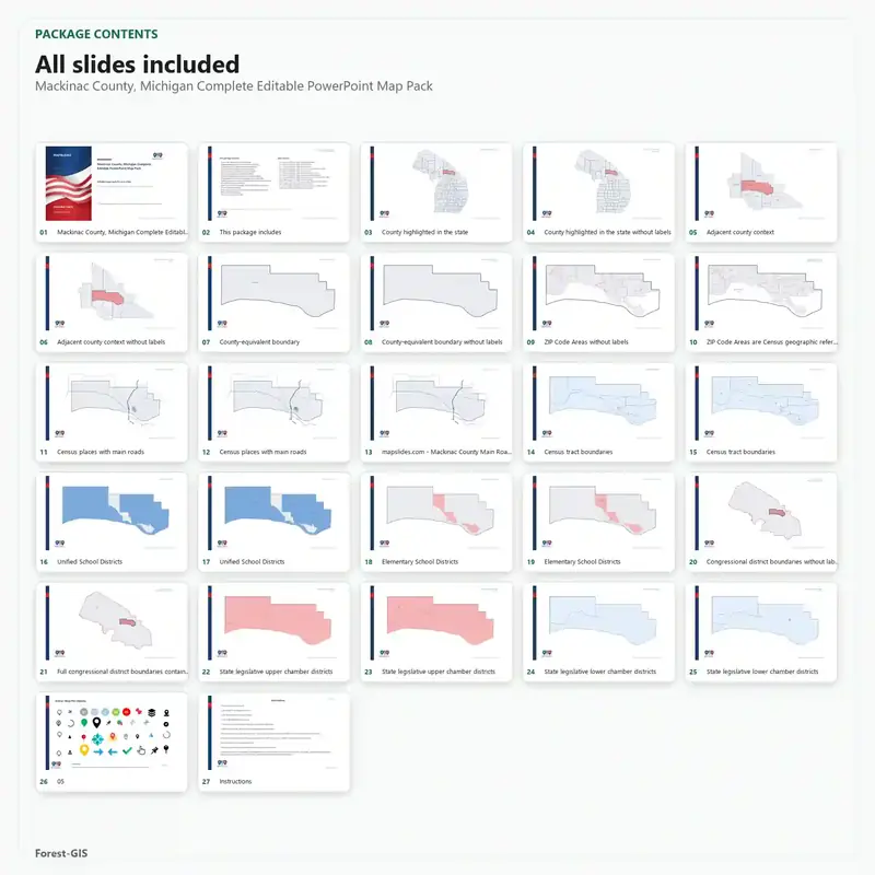 Mackinac County, Michigan Editable Map Pack - Image 2