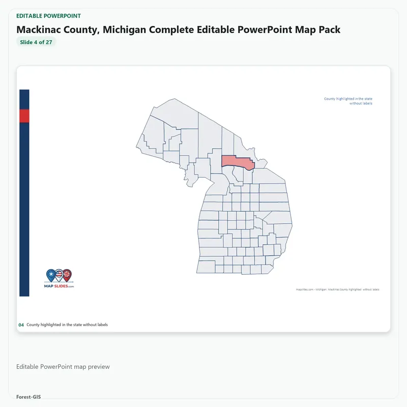 Mackinac County, Michigan Editable Map Pack - Image 4