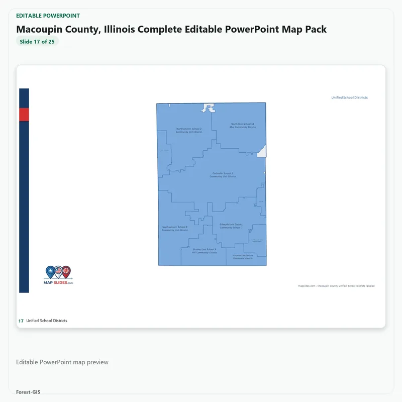 Macoupin County, Illinois Editable Map Pack - Image 5