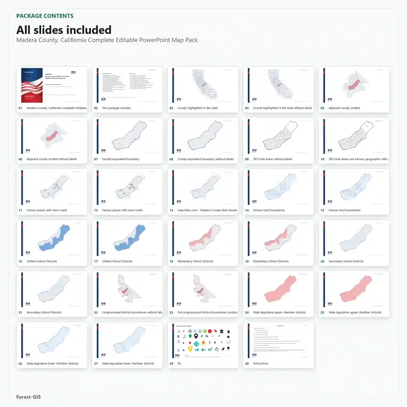 Madera County, California Editable Map Pack - Image 2