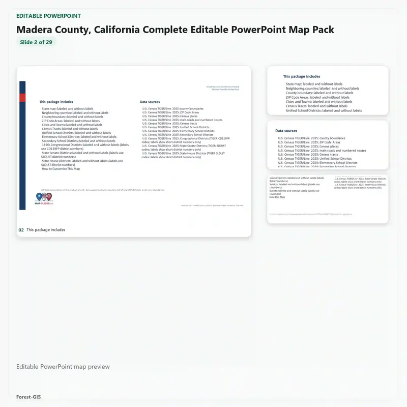 Madera County, California Editable Map Pack - Image 3