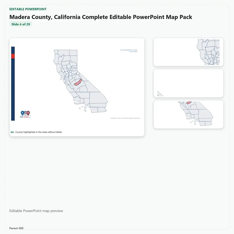 Madera County, California Editable Map Pack - Image 4