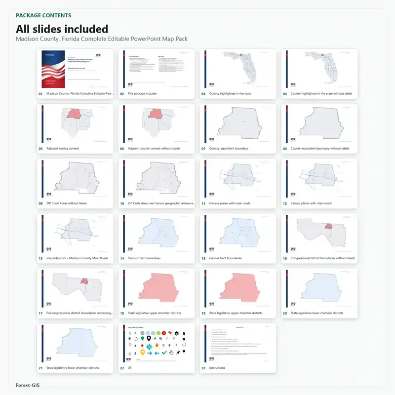 Madison County, Florida Editable Map Pack - Image 2