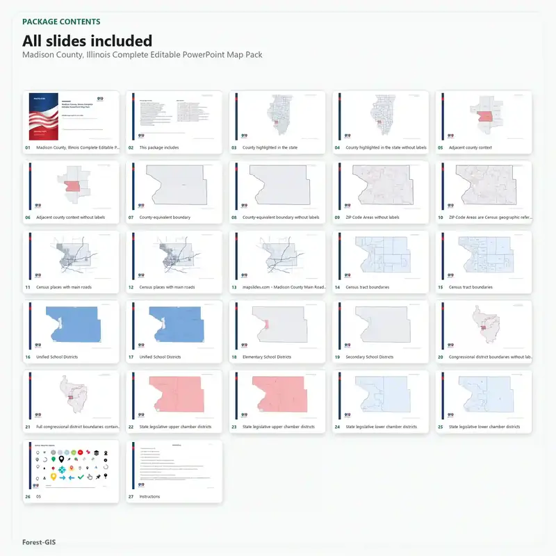 Madison County, Illinois Editable Map Pack - Image 2