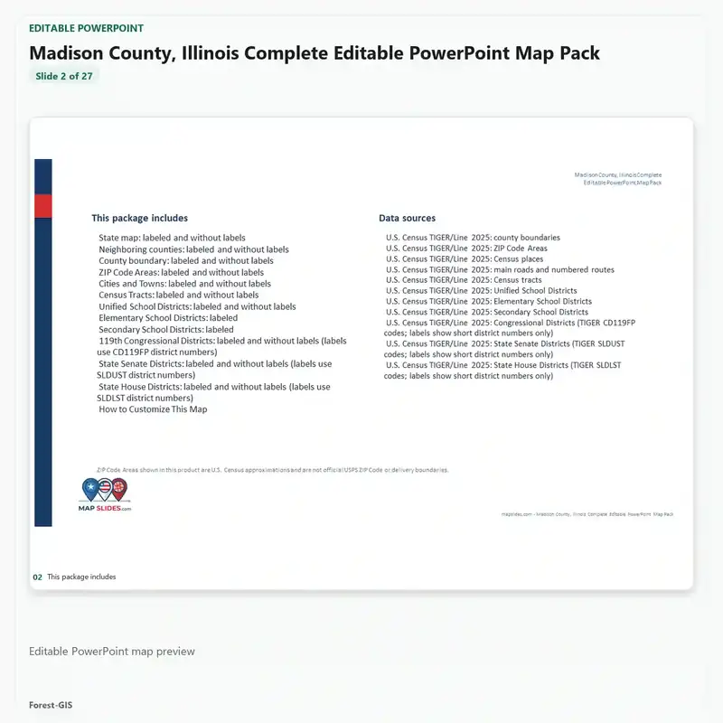 Madison County, Illinois Editable Map Pack - Image 3