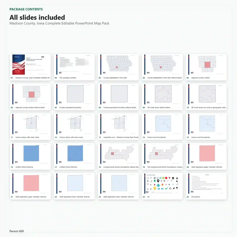 Madison County, Iowa Editable Map Pack - Image 2