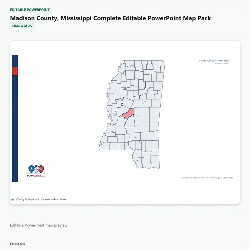 Madison County, Mississippi Editable Map Pack - Image 4