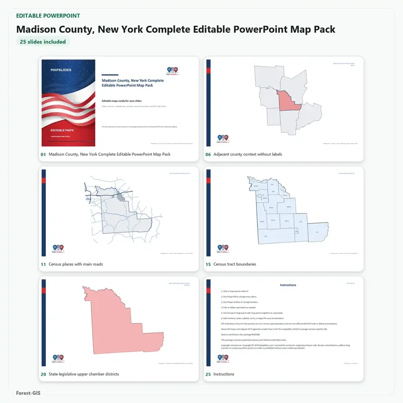 Madison County, New York Editable Map Pack