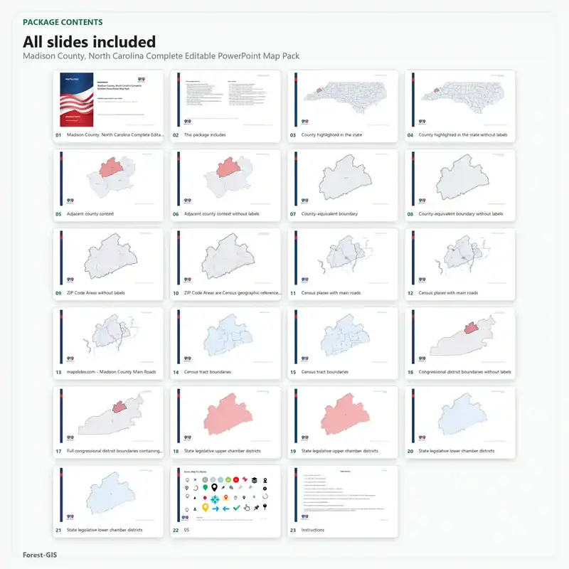 Madison County, North Carolina Editable Map Pack - Image 2